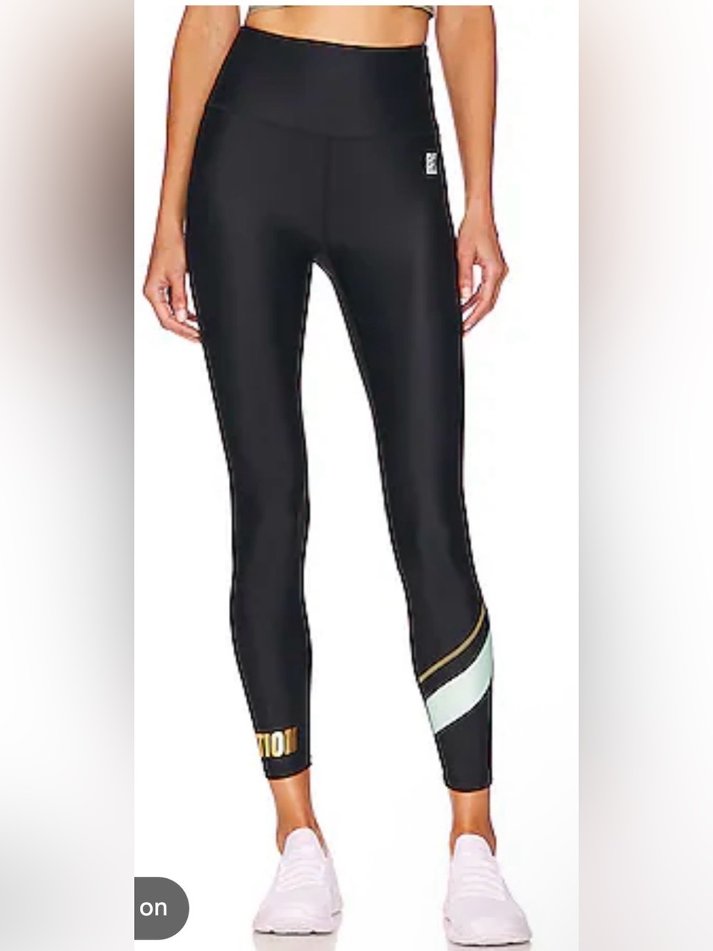 P.E Nation Women’s Black and Gold Upward Leggings Size Large